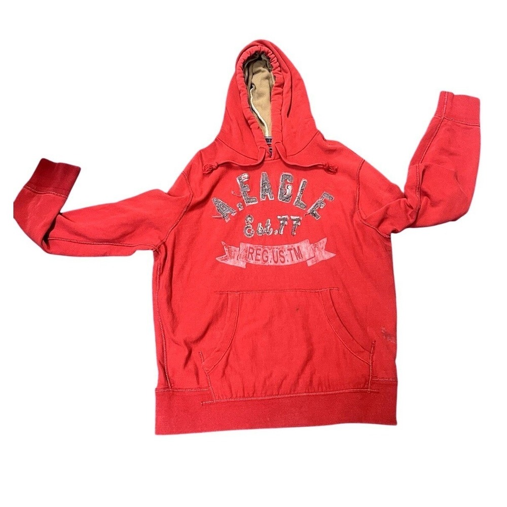 Y2K American Eagle Hoodie‎ Men's Large Skater Grunge Thermal Hoodie Sweatshirt